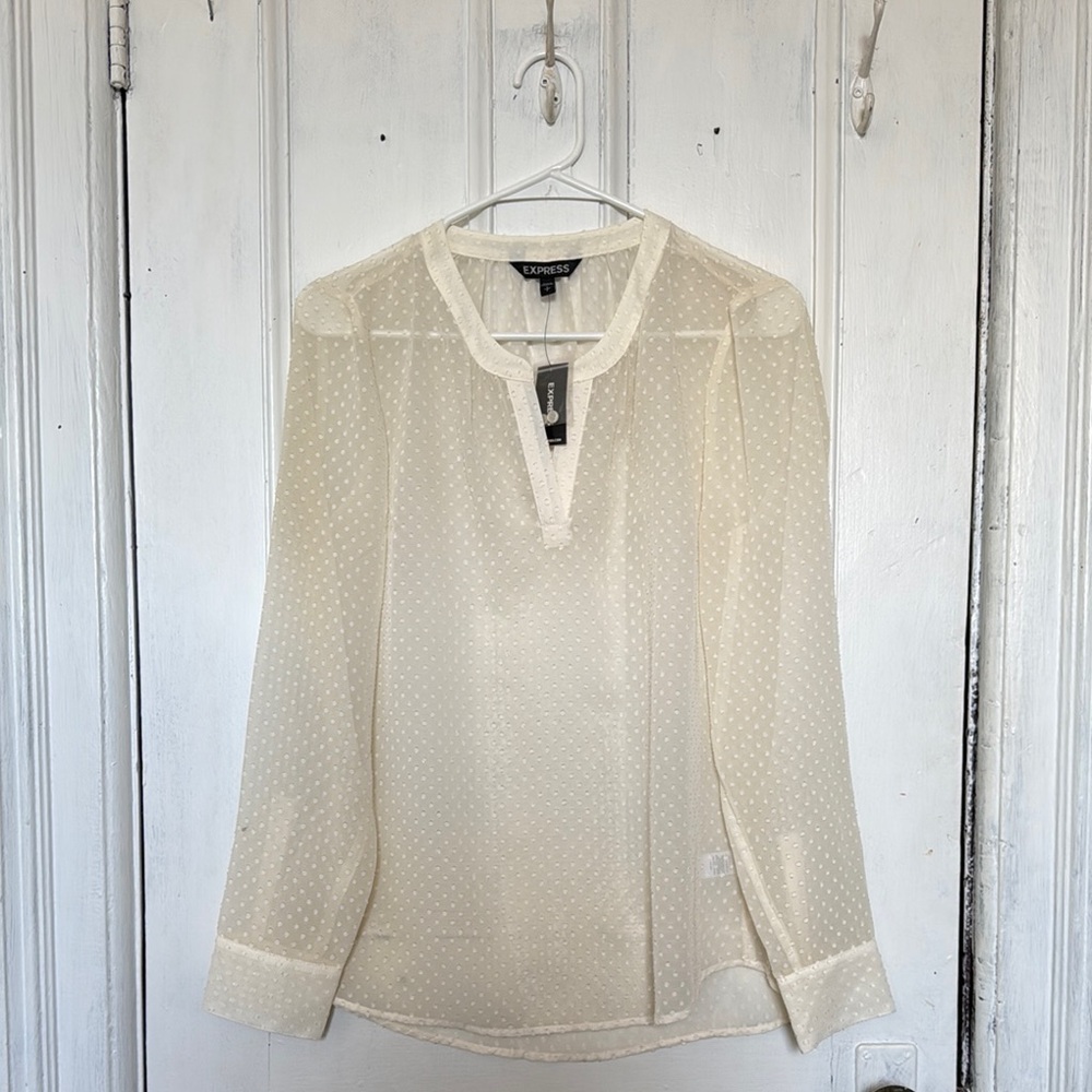 Express Cream Sheer Women's Top
